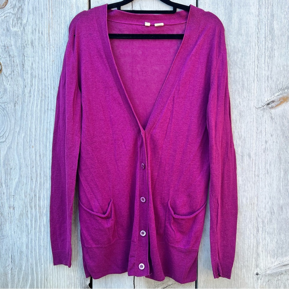 Moth Anthropologie purple long sleeve button up lightweight semi sheer cardigan